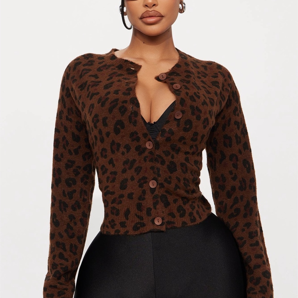 Fashion Nova Brown Leopard Print cardigan
